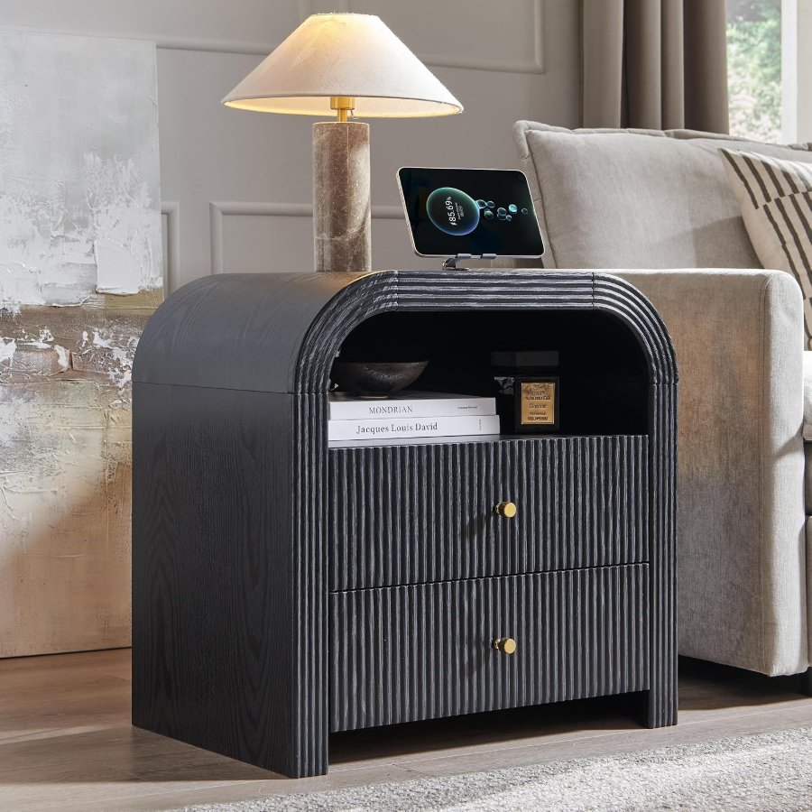 T4TREAM 24 Inch Fluted Nightstand