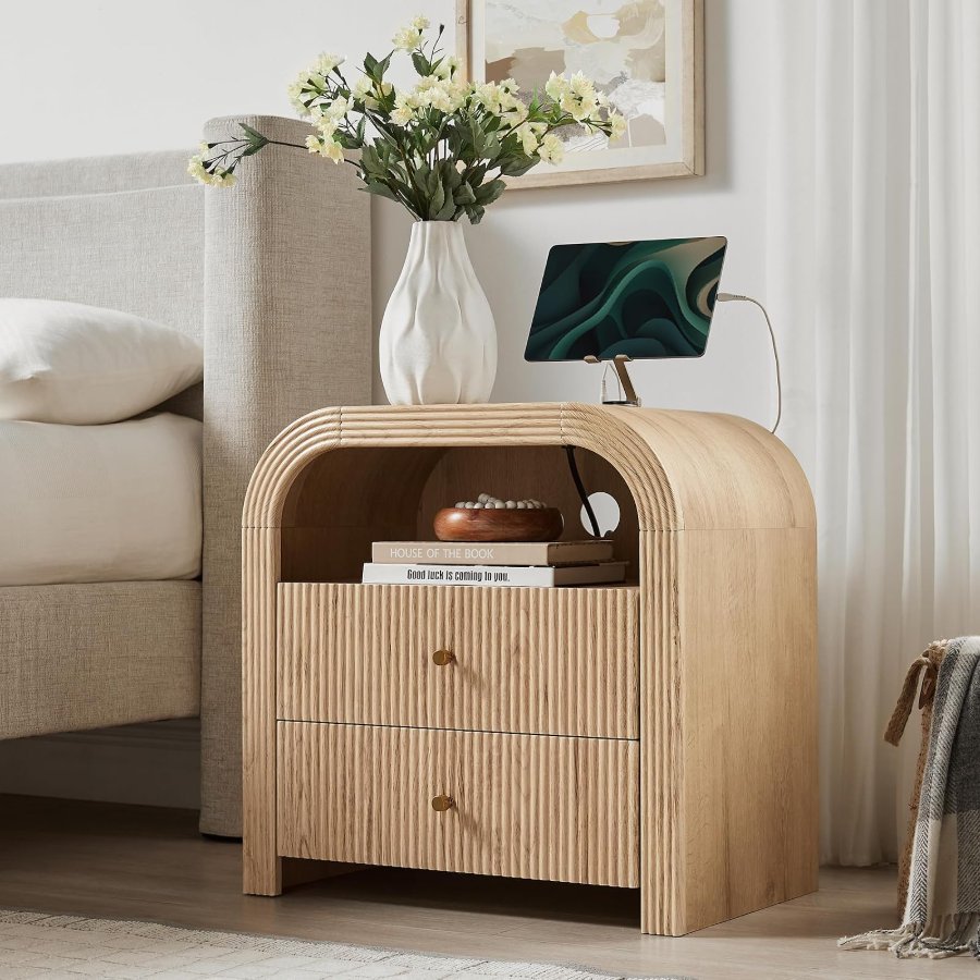 T4TREAM 24 Inch Fluted Nightstand
