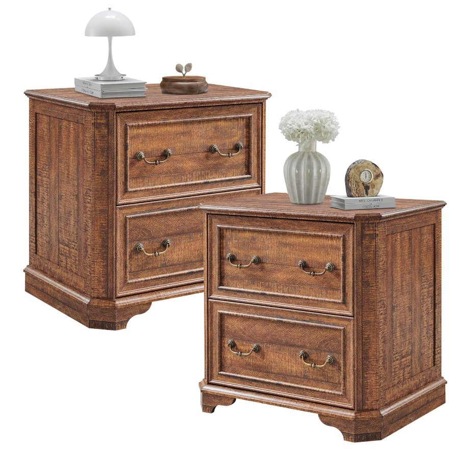 T4TREAM 30" Farmhouse Nightstand Set of 2 w/Charging Station