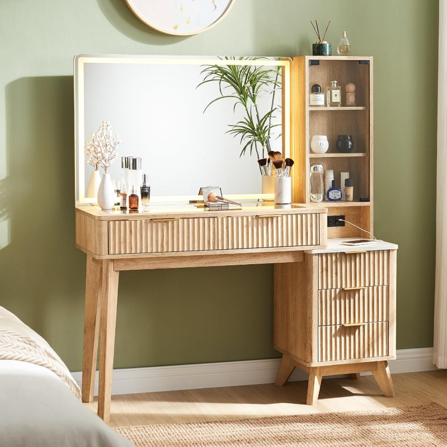 T4TREAM 48" Fluted Makeup Vanity Desk