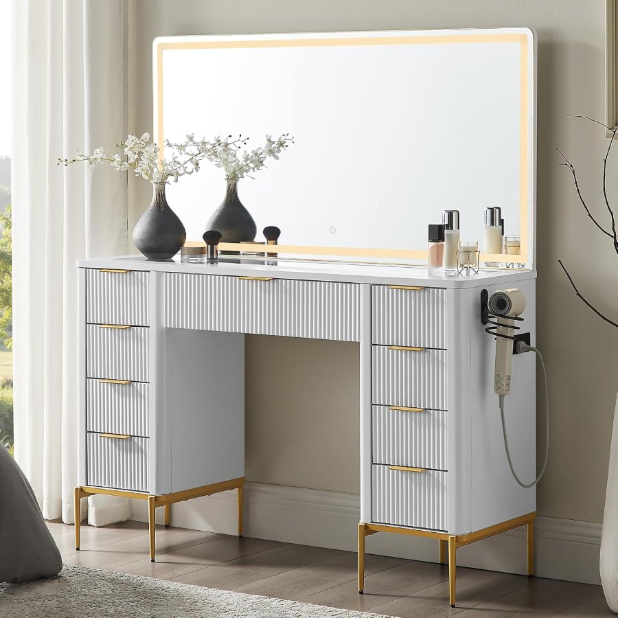 T4TREAM 48" Fluted Makeup Vanity Desk