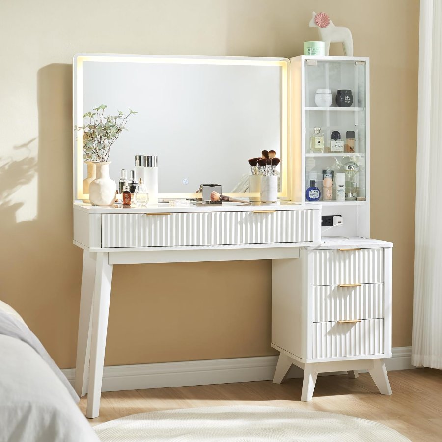T4TREAM 48" Fluted Makeup Vanity Desk