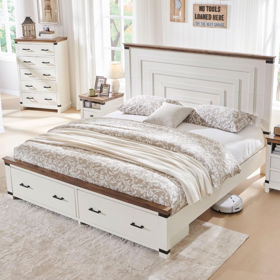 T4TREAM 54" Tall Farmhouse King Size Bed Frame