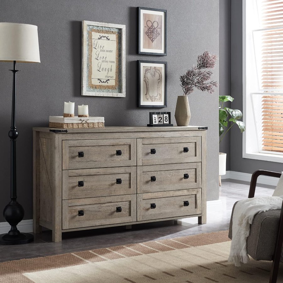 T4TREAM 54" Wide Farmhouse 6-Drawer Dresser