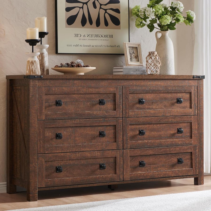 T4TREAM 54" Wide Farmhouse 6-Drawer Dresser