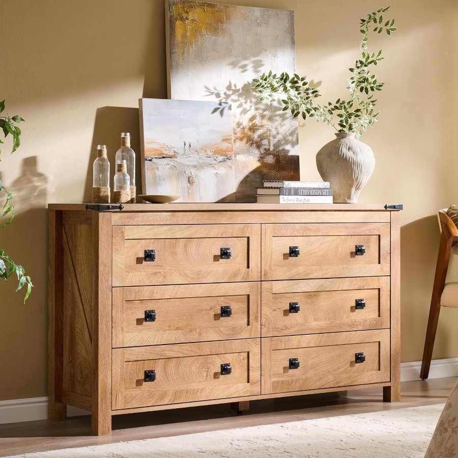 T4TREAM 54" Wide Farmhouse 6-Drawer Dresser