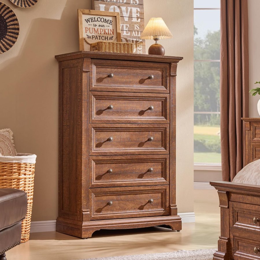 T4TREAM Farmhouse 48" Tall 5 Drawer Dresser
