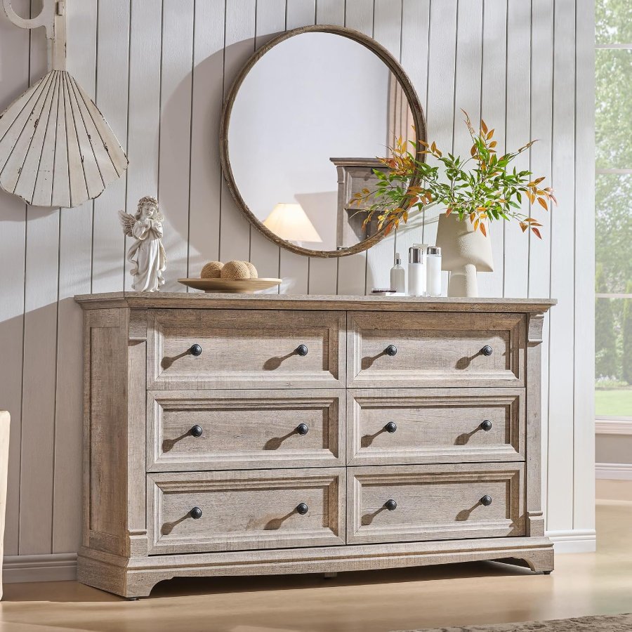 T4TREAM Farmhouse 6 Drawers Dresser
