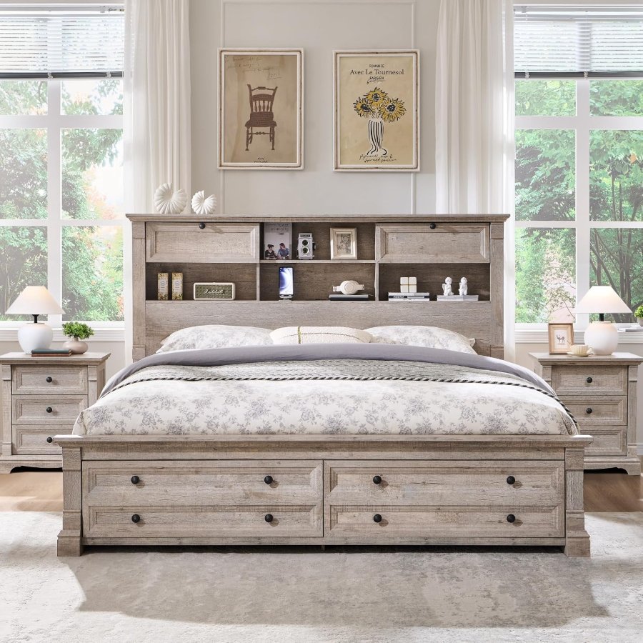 T4TREAM Farmhouse King Size Bed Frame