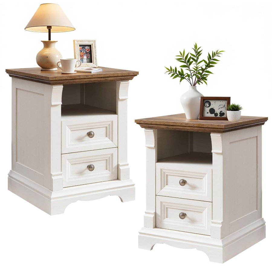 T4TREAM Farmhouse Nightstand Set of 2