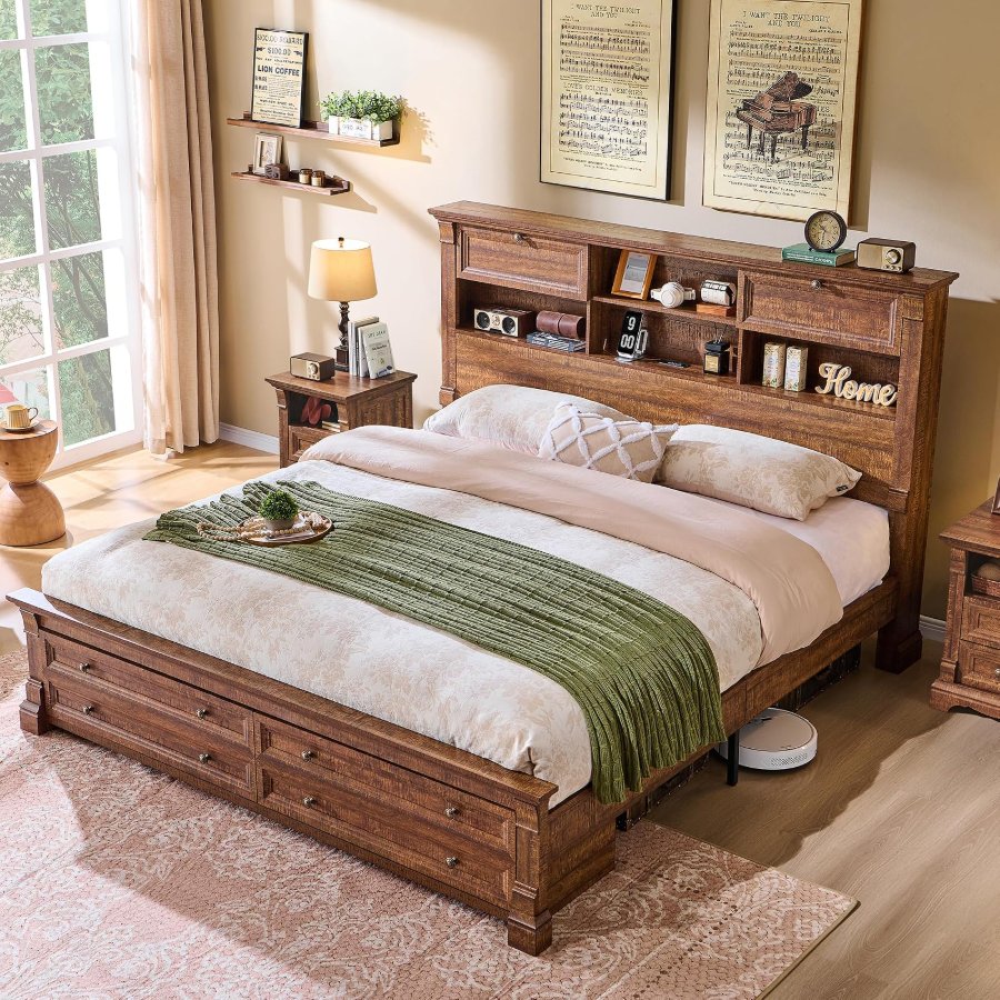 T4TREAM Farmhouse Queen Size Bed Frame