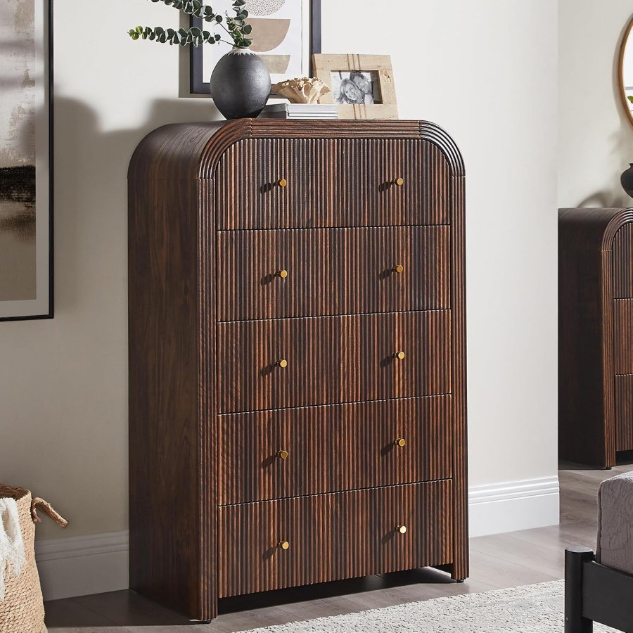 T4TREAM Fluted 48" Tall 5 Drawer Dresser