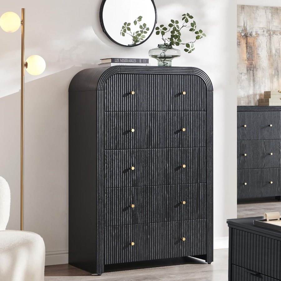 T4TREAM Fluted 48" Tall 5 Drawer Dresser