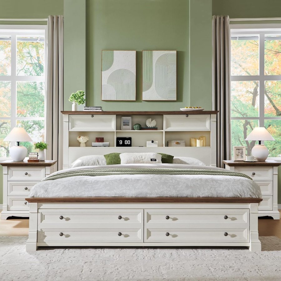 T4TREAM Wood Queen Size Bed Frame